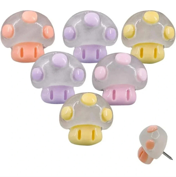 30 pcs Mushroom Push Pins Cute Decorative Thumbtacks for Home Office Photo Cork - Picture 1 of 7